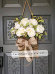 Cream Cabbage Rose Front Door Basket