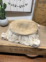 Hand Carved White Chippy Paint Wood Pedestal Riser