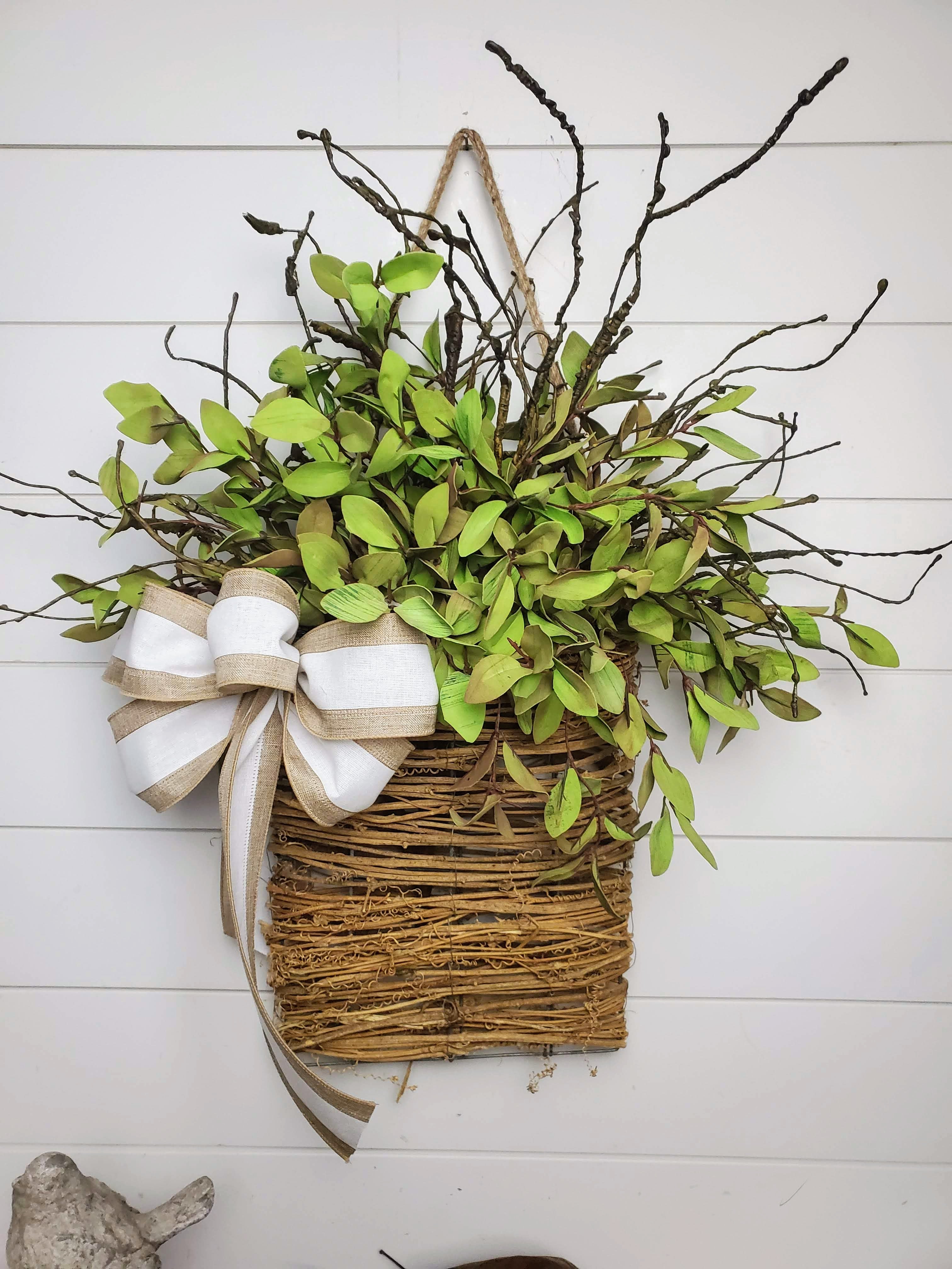 Tea Leaf Greenery Door Hanger Basket