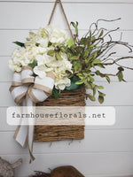 Cream Hydrangea Door Hanger Basket