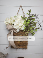Cream Hydrangea Door Hanger Basket
