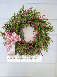 Red Berry Farmhouse Christmas Wreath