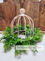 Small Metal Cloche with Wreath