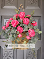 Dark Pink Ranunculus Front Door Basket