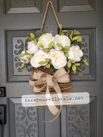 Cream Cabbage Rose Front Door Basket