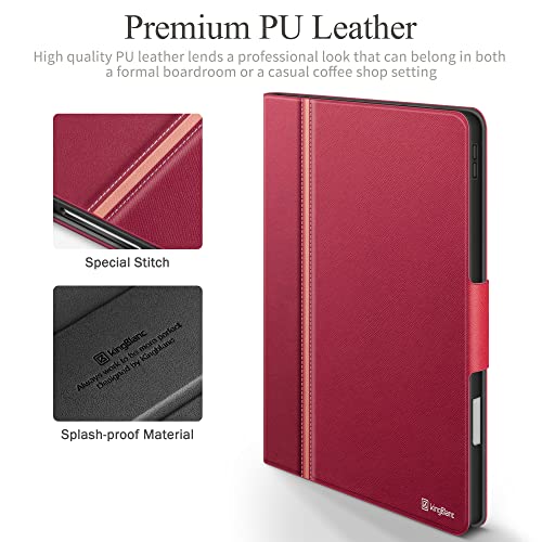 KingBlanc New iPad Pro 12.9 inch Case 2022/2021/2020/2018 6th/5th/4th/3rd Generation with Pencil Holder, Auto Sleep/Wake, Multiple Viewing Angles, PU Leather Folio Stand Shockproof Cover, Rose Red