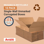 AVIDITI Flat Corrugated Cardboard Boxes 20" L x 20" W x 4" H, 10-Pack | Shipping Box, Packing, Storage and Moving, 20x20x4 20204
