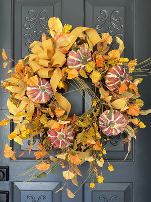 Fall Pumpkin Front Door Wreath