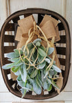 Tobacco Basket Lambs Ear, Tobacco Baskets, Farmhouse decor, fixer upper, gifts for her, fall decor, front door wreath, wall decor