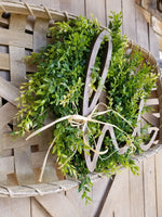 Hi Tobacco Basket with Wreath Farmhouse Style - Farmhouse Florals