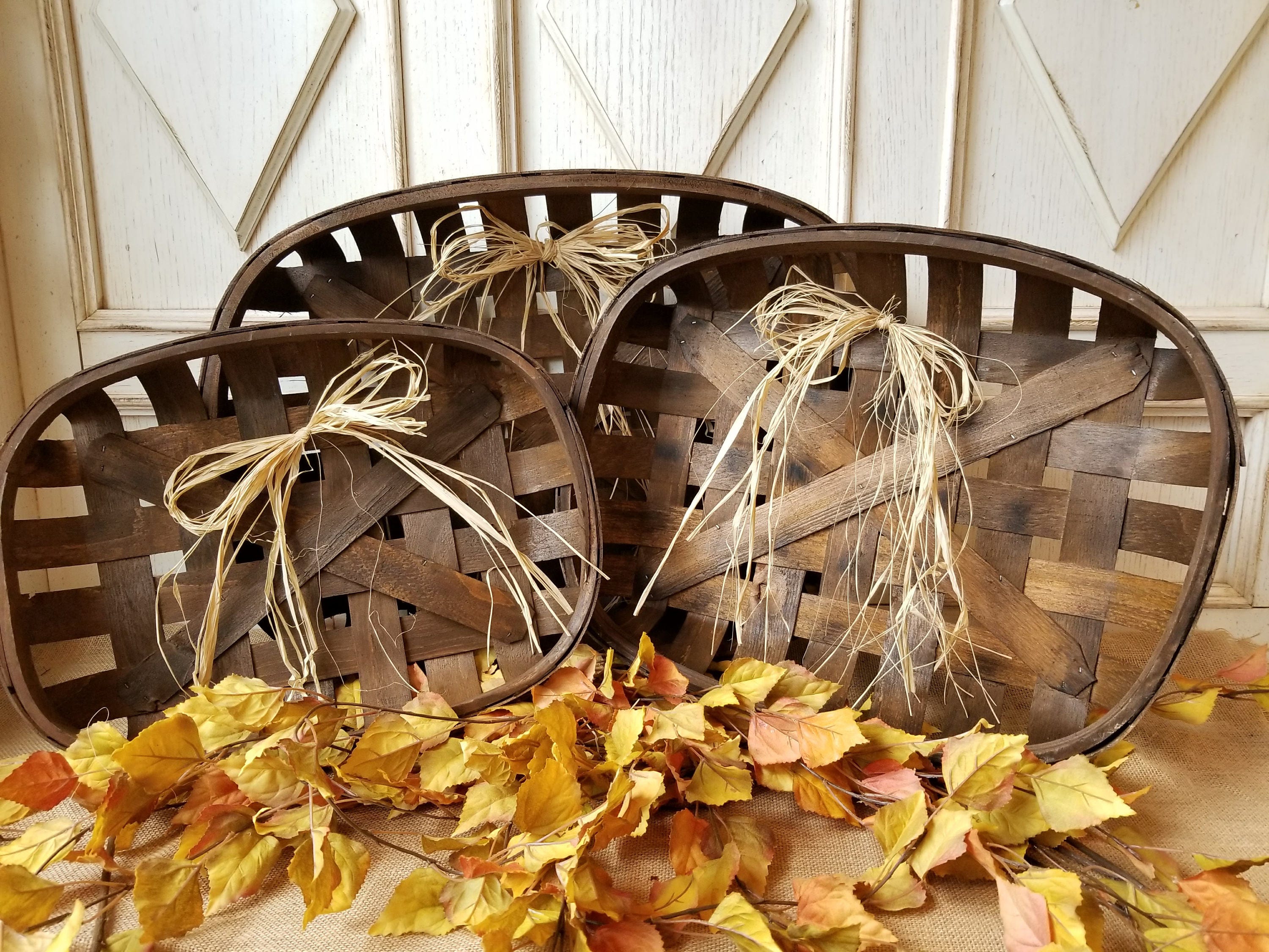 Set of 3 Tobacco Baskets, Farmhouse style tobacco baskets, Fixer upper style