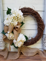 Front door Wreath, Front door wreath, hydrangea, Wedding Wreath,  Wreath Great All Year Round, Door Wreath, gifts for her