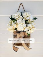 Cream Hydrangea Door Hanger Basket