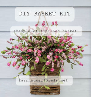 DIY Basket Kit / Pink Berry & Wildflower Door Hanger Basket