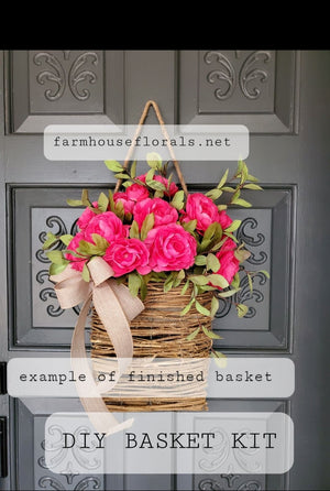 DIY Basket Kit / Beautiful Dark Pink Ranunculus Front Door Basket
