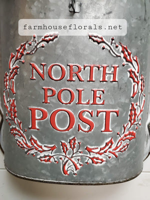 Metal North Pole Post Christmas Mail Box