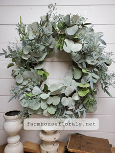 Mixed Eucalyptus, Rustic Decor, Elegant Wreath, Eucalyptus wreath, mixed eucalyptus, Everyday Wreath, Front Door Wreath, Door Decor