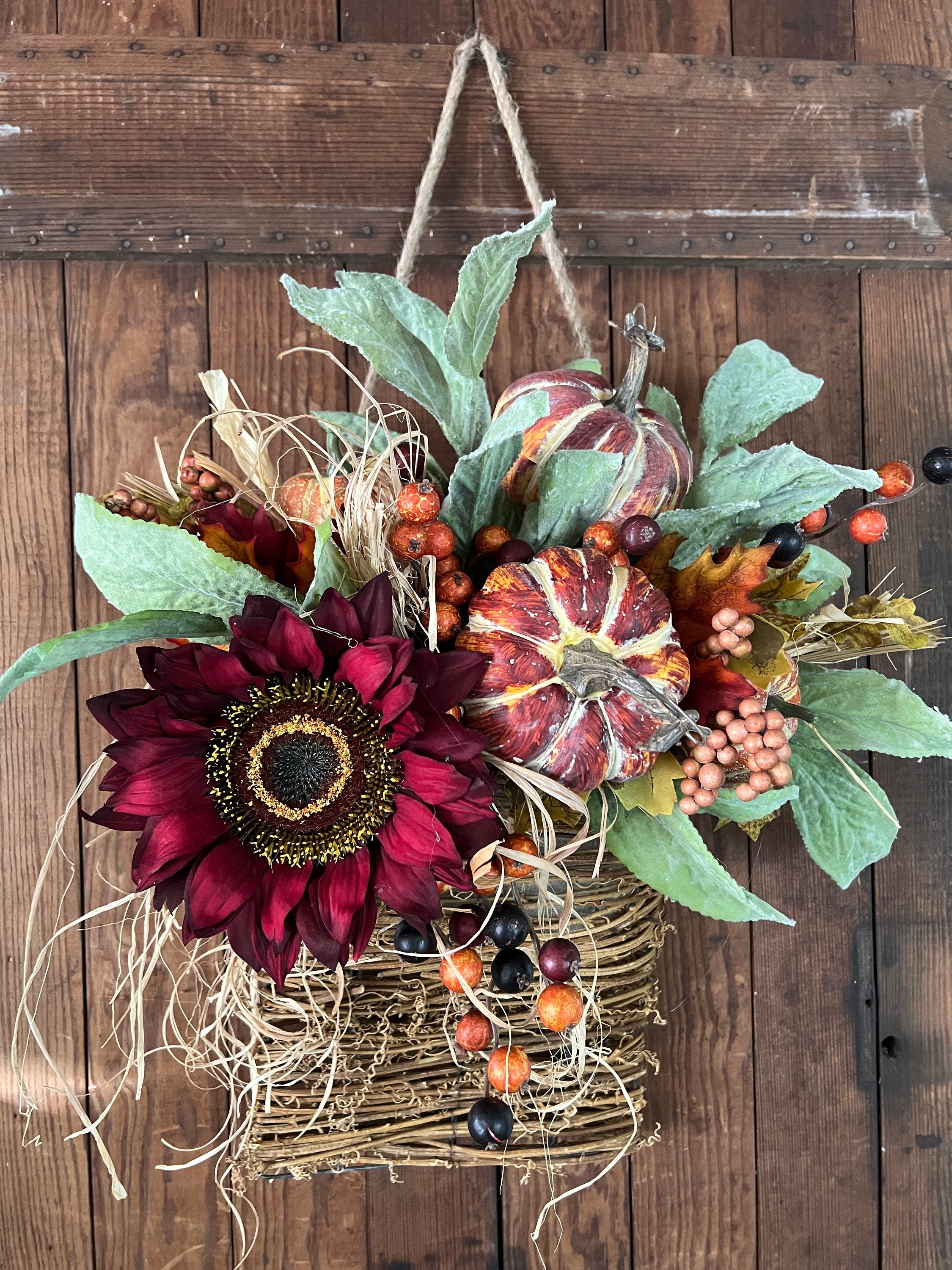 Farmhouse Sunflower Door Wreath, Fall Basket Wreath, Sunflower Basket, Sunflower Wreath forFall, Trending Fall Decor, Farmhouseflorals