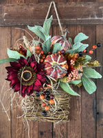 Farmhouse Sunflower Door Wreath, Fall Basket Wreath, Sunflower Basket, Sunflower Wreath forFall, Trending Fall Decor, Farmhouseflorals