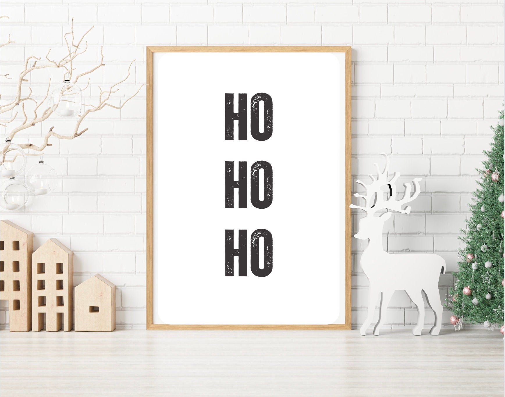 CHRISTMAS PRINT, Ho Ho Ho, Christmas Wall Art, Festive Print
