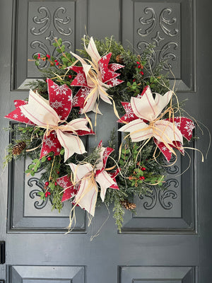 20" Farmhouse Christmas Wreath, Christmas front door wreath, Christmas Decor, Country Christmas Wreath