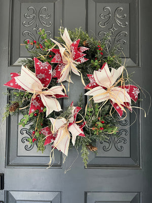 20" Farmhouse Christmas Wreath, Christmas front door wreath, Christmas Decor, Country Christmas Wreath